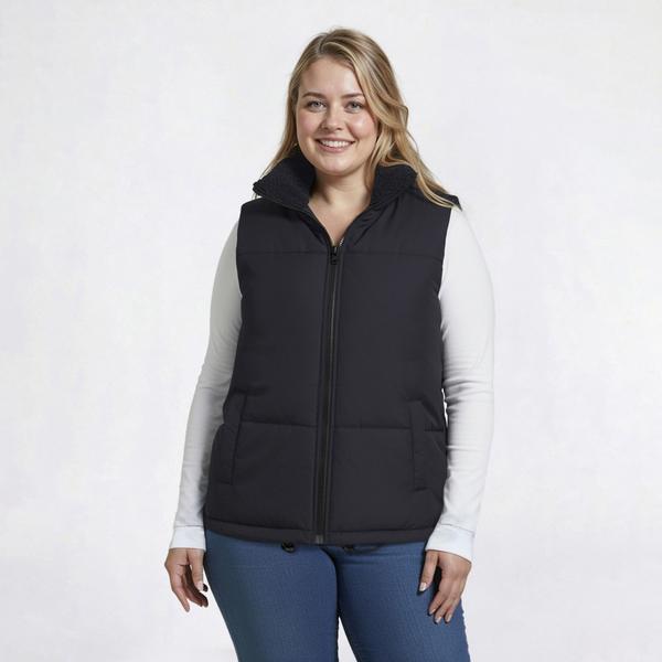 Juniors Plus Jolie & Joy Reversible Sherpa To Solid Puffer Vest alternate view